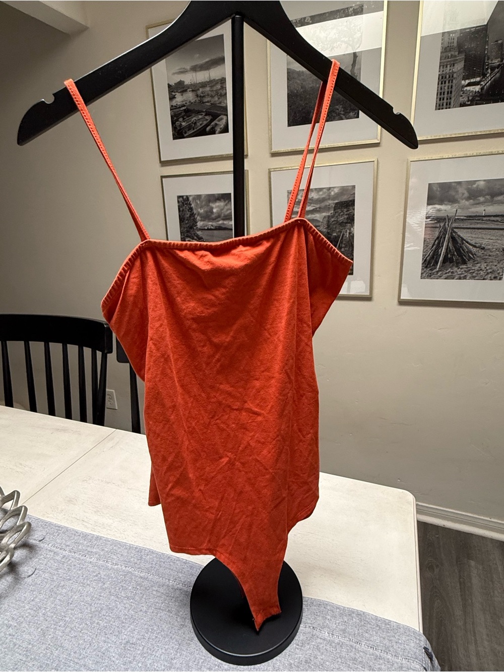 Slim Fit Orange Spaghetti Strap Bodysuit